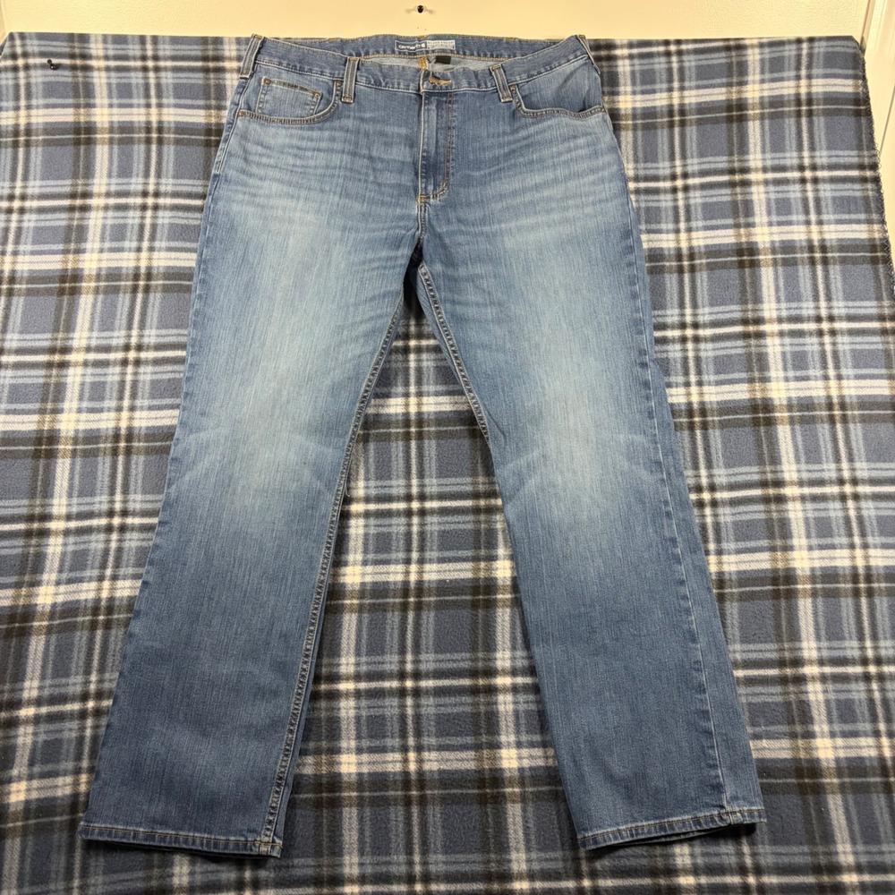 Carhartt Relaxed Straight Jeans Mens 38x30 Medium Wash Blue Denim BD2804-M